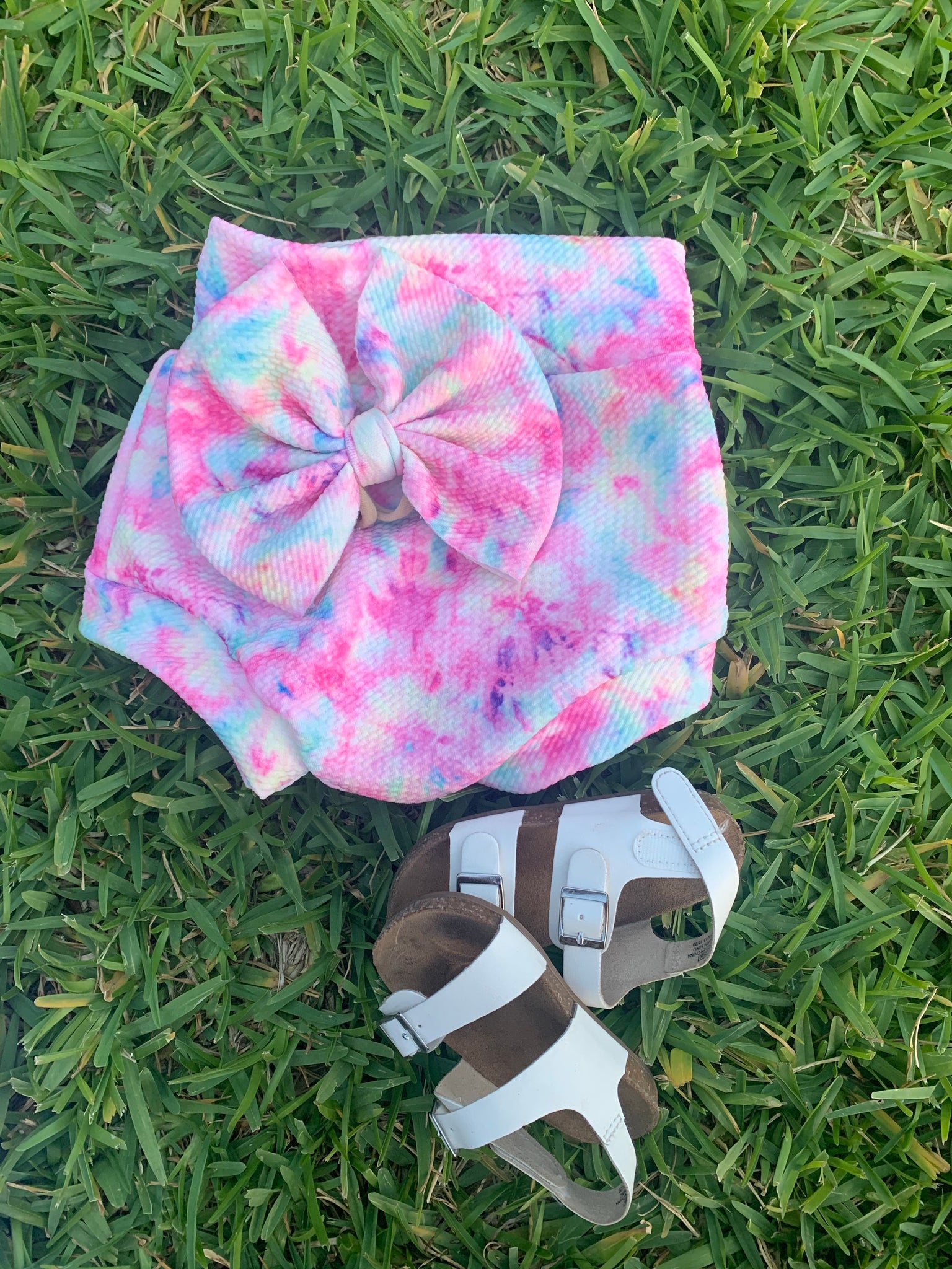 Tie dye bummies/bow set